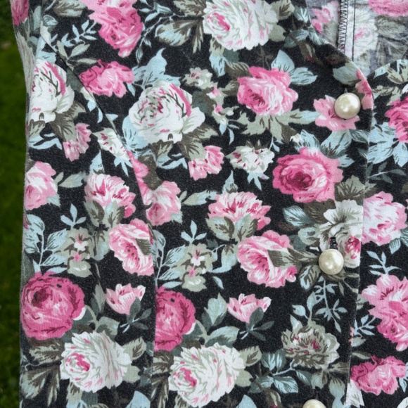 vintage floral romper scalloped neck pearl button size 8 summer playsuit - Picture 12 of 16